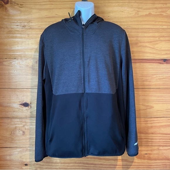Champion Men’s Black Grey Full Zip Up Hooded Running Jacket Extra Large Workout - Picture 1 of 9